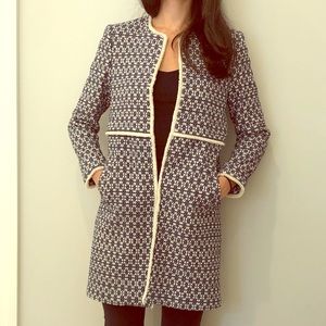 Zara blue and white patterned blazer